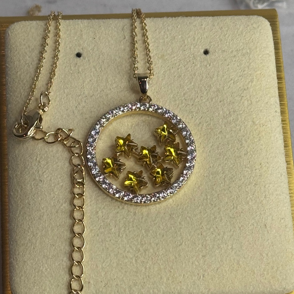 Crystal Pendant 14k Gold Plated Made with Swarovski Crystals 18-21 inch approx